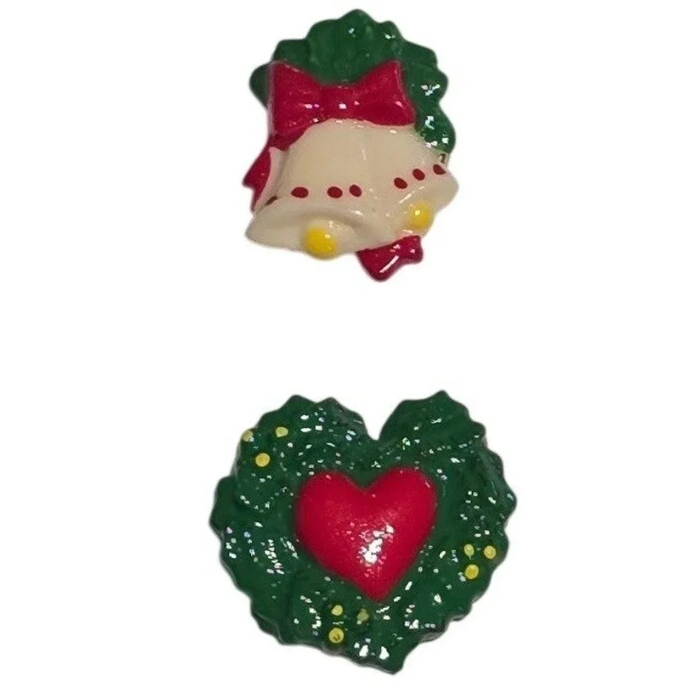 VTG oldstock Christmas holiday Button covers 2 sets 8 total santa tree snow bell